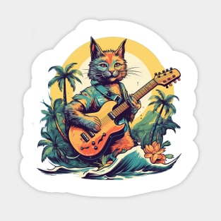 Cat Playing Guitar Sticker